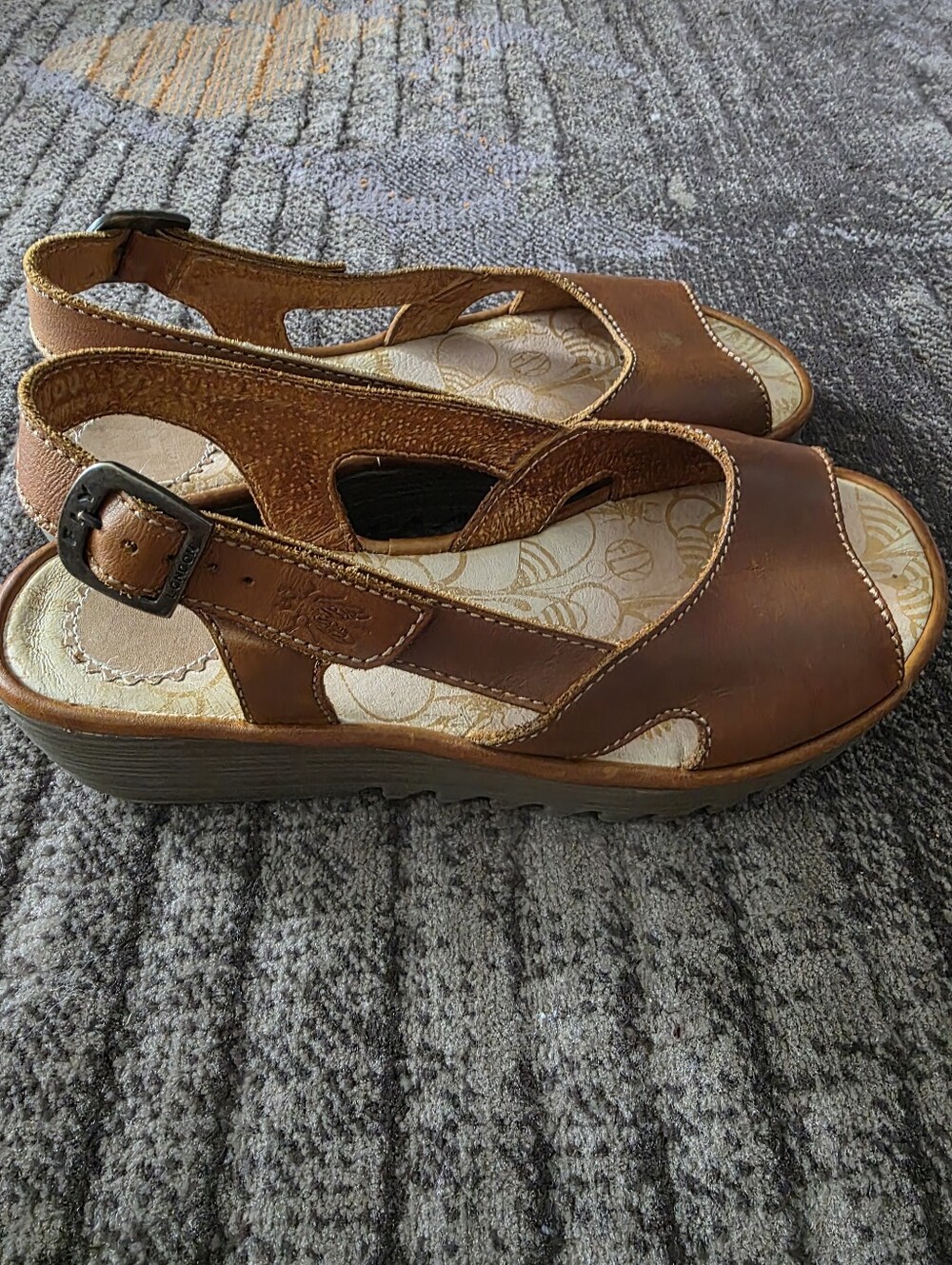 Fly London Elfe Leather Slingback Wedge Sandal